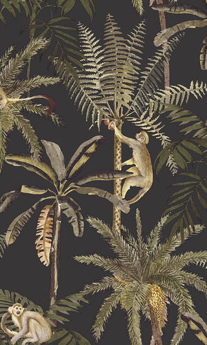 vintage tropical monkeys wallpaper
