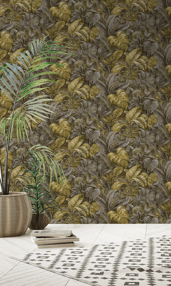 botanical tropical leaves wallpaper