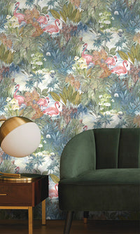 tropical flamingos living room wallpaper canada
