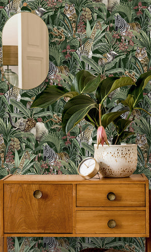 tropical jungle powder room wallpaper canada
