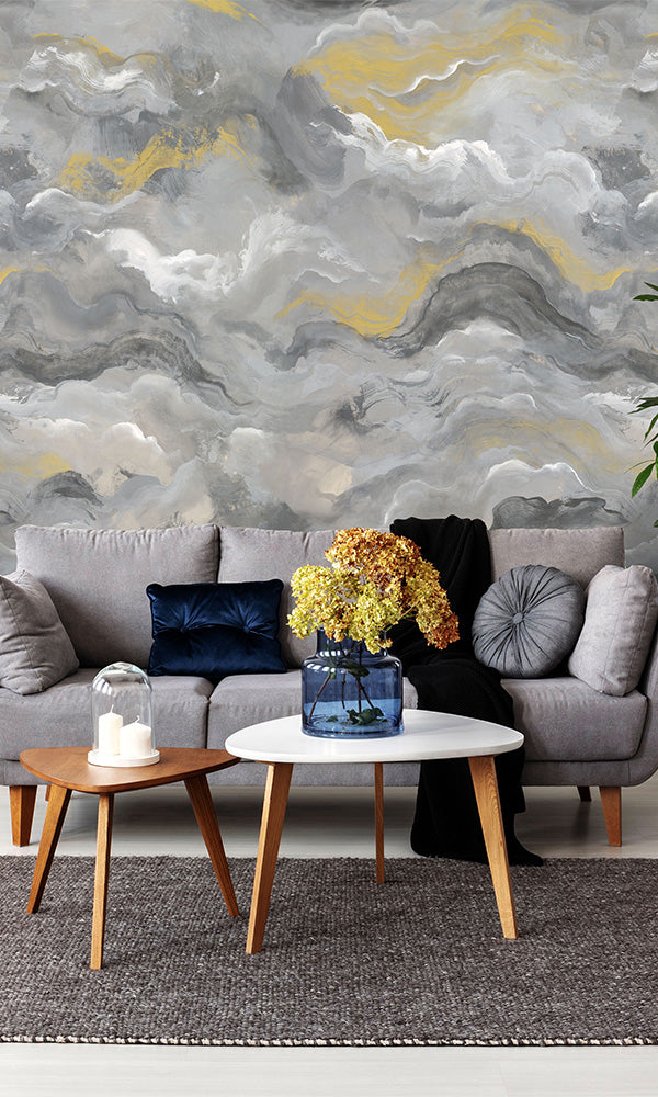 abstract clouds living room wallpaper canada