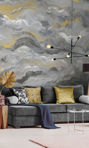 abstract clouds living room wallpaper canada