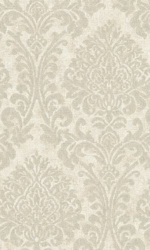 Nomad Silver & Cream Chenille Weave Damask - All-over A50103