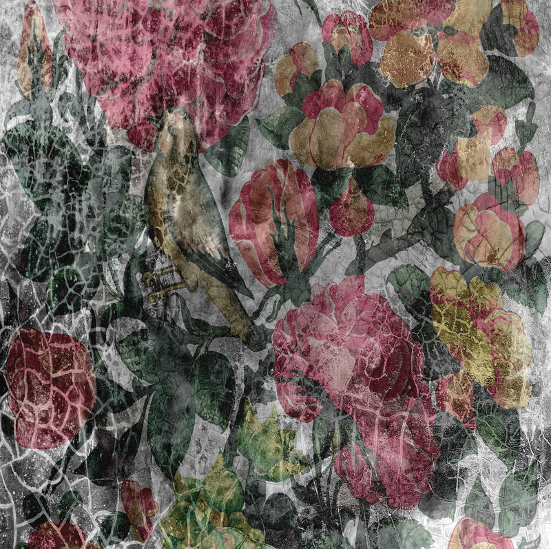 cracked floral wallpaper