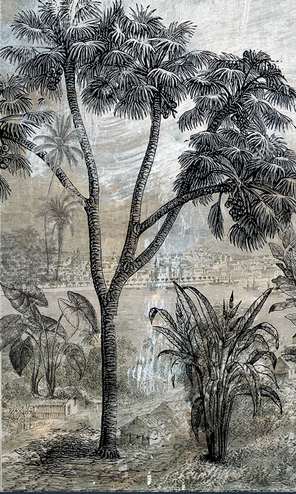 vintage tropical landscape wallpaper