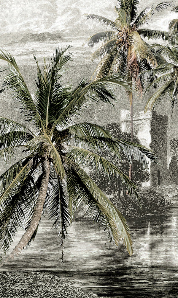 vintage tropical landscape wallpaper