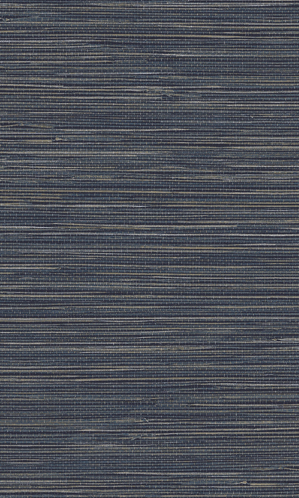 Tahiti Charcoal & Blue Grasscloth Wallpaper TA25046