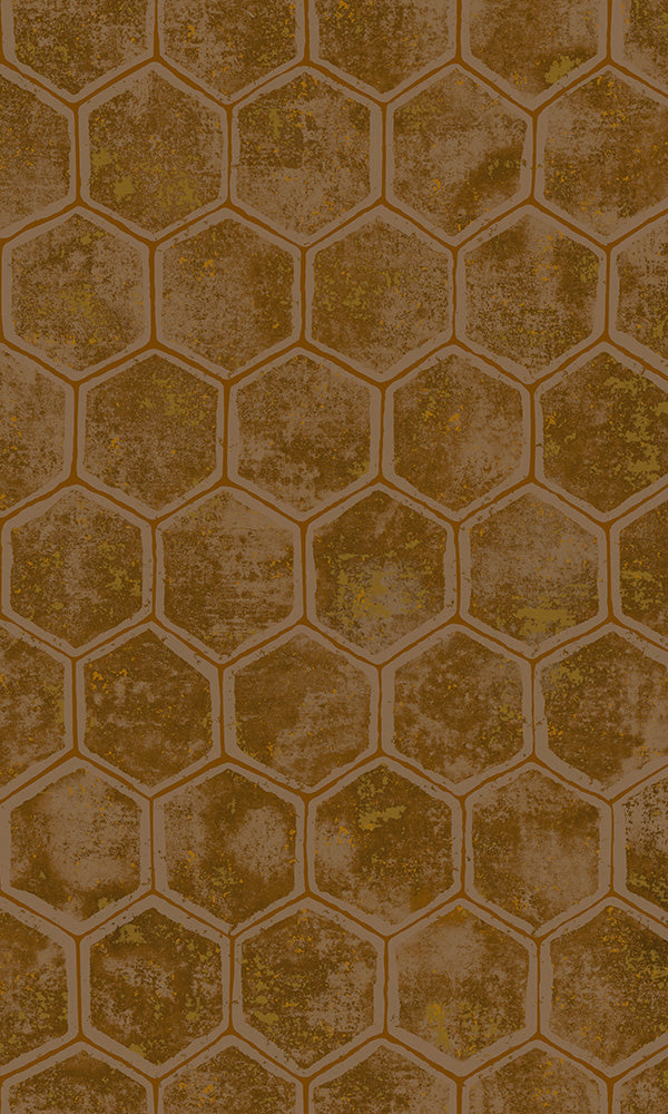 metallic honeycomb geometric wallpaper