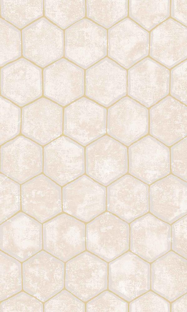 metallic honeycomb geometric wallpaper