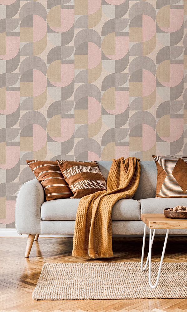 geometric retro living room wallpaper canada