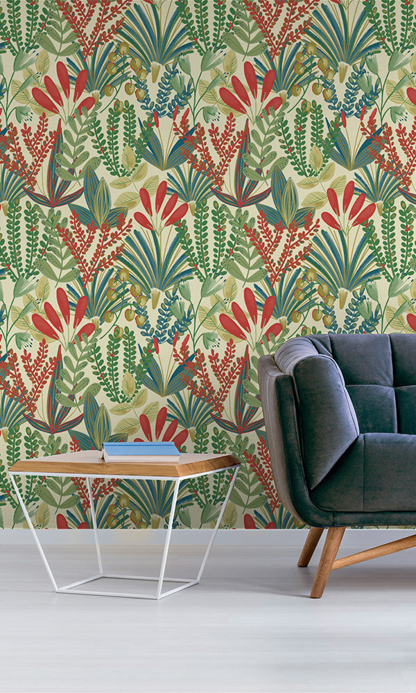 botanical tropical living room wallpaper canada