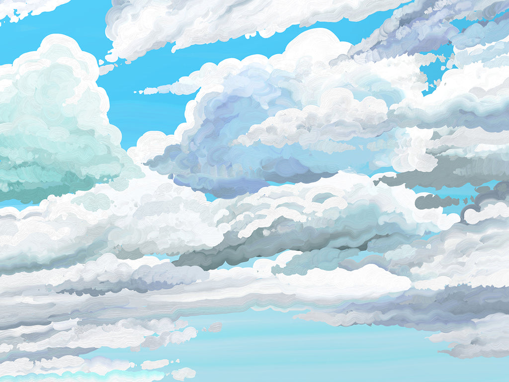 SUNNY AFTERNOON PAINTED CLOUDS WALLPAPER 2001023
